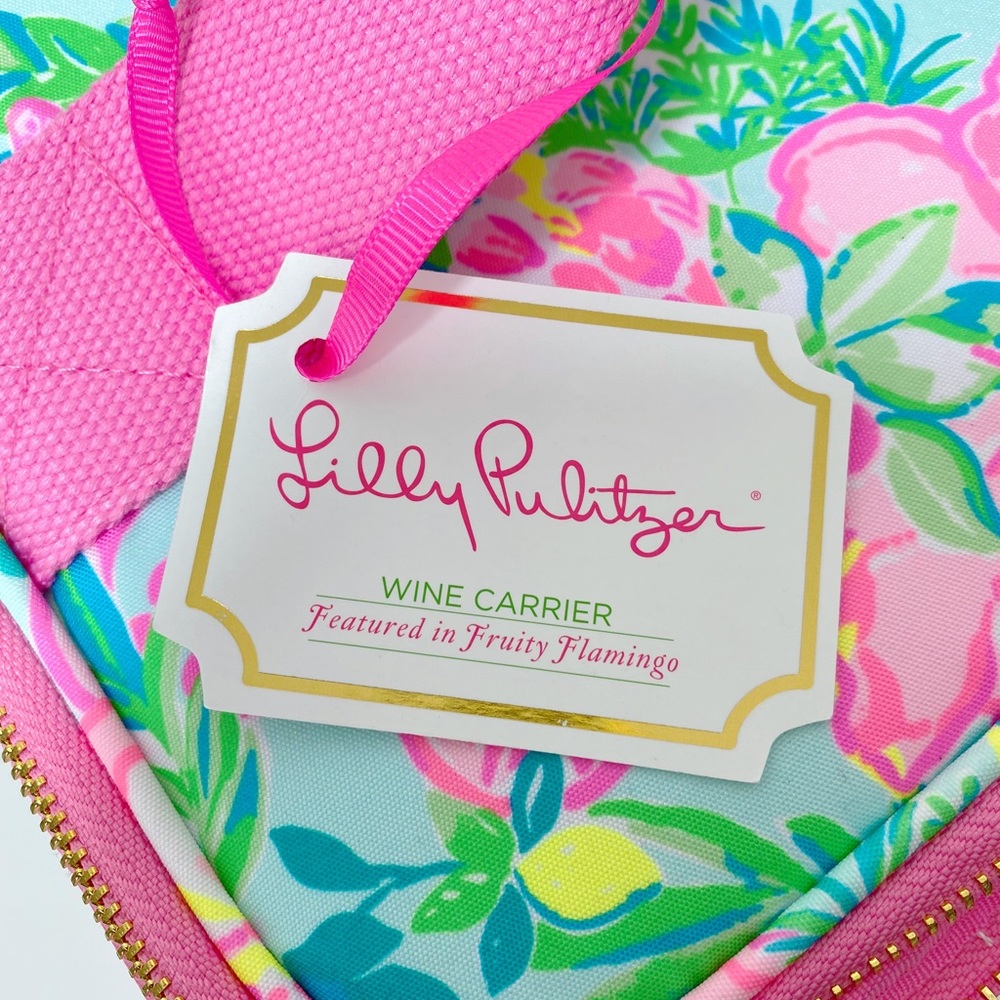 Lilly Pulitzer Insulated Wine Cooler Carrier Fruity Flamingo - Picture 8 of 8